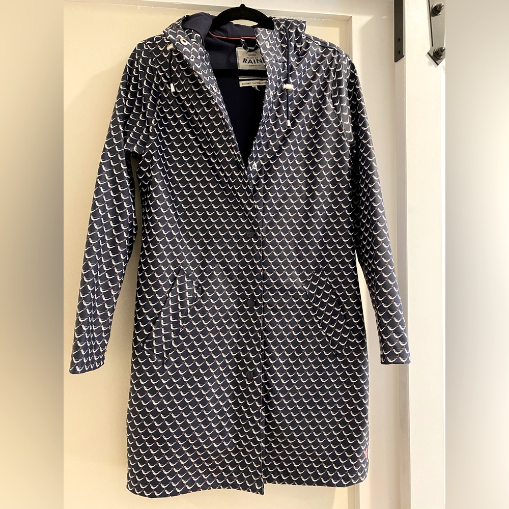 Joules raincoat navy seagull print size small